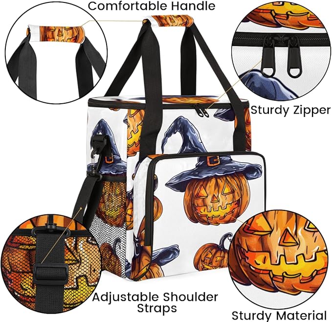 Halloween Pumpkin Coffee Maker Carrying Bag Watercolor Pumpkin Travel Storage Bag Compatible with K-Mini or K-Mini Plus Single Serve Coffee Brewer Carrying Case with Pockets &amp Shoulder Strap