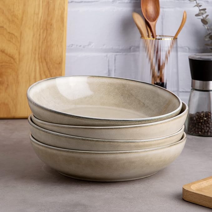 AmorArc Ceramic Dinnerware SetsHandmade Reactive Glaze Plates and Bowls SetsHighly Chip and Crack Resistant | Dishwasher &amp Microwave Safe Dishes Set Service for 4 (24pc)
