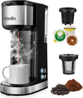 Single Serve Coffee Maker K Cup with Reservoir Space Saver One Cup Coffee Maker 2 In 1 Coffee Maker 6 To 14 Oz Brew SizesFits Travel MugSingle Pod Coffee Maker with Self-Cleaning Function