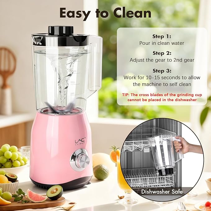 Blender for Smoothies300W Personal Blender and Grinder Combo for Kitchen with a 54oz Portable Smoothie CupsShakesJuicesFrozen Drinks and a 12oz Coffee Cup with Seal Cover (Pink)