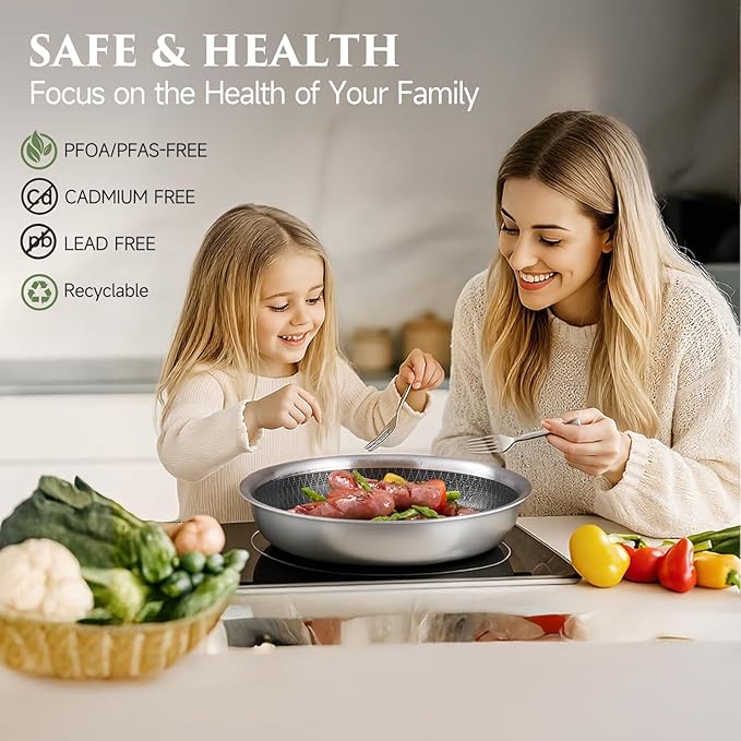 JEETEE Hybrid Tri-Ply Stainless Steel Cookware Set 18pcs Pots and Pans Set Non Stick with Detachable Handles Induction Cookware Set Kitchen Cooking Sets RV/Camping Cookware Dishwasher &amp Oven S