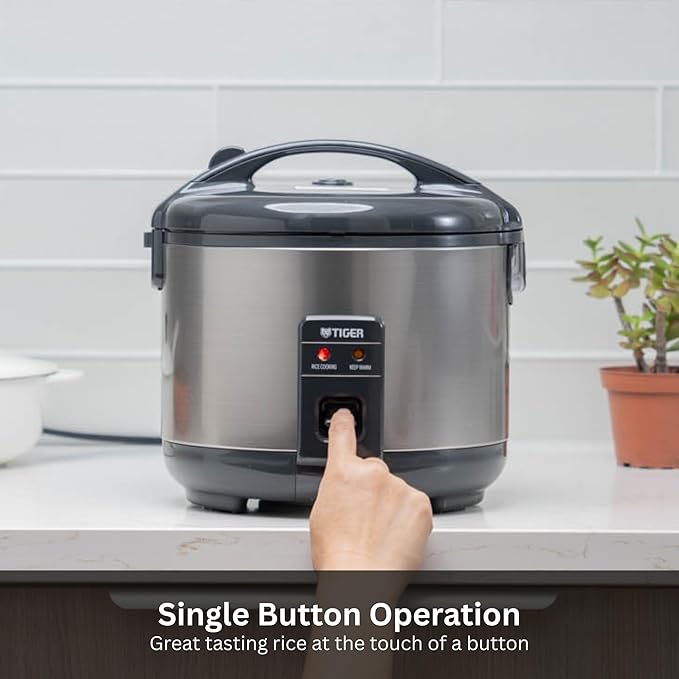 Tiger JNP-S55U-US 3 Cup Capacity White Rice Cooker with Non-Stick Inner Pot Retractable Power Cord and Keep Warm up to 12 hours (Urban Satin)