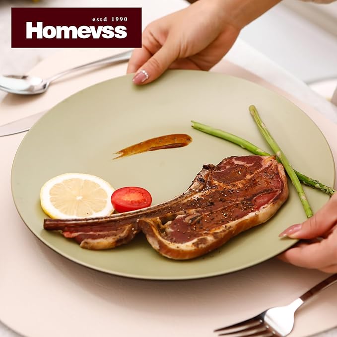 Stoneware Two-Tone Colors Life 16pc Dinner SetOutside Shiny Black + Inside Matte Glaze Olive