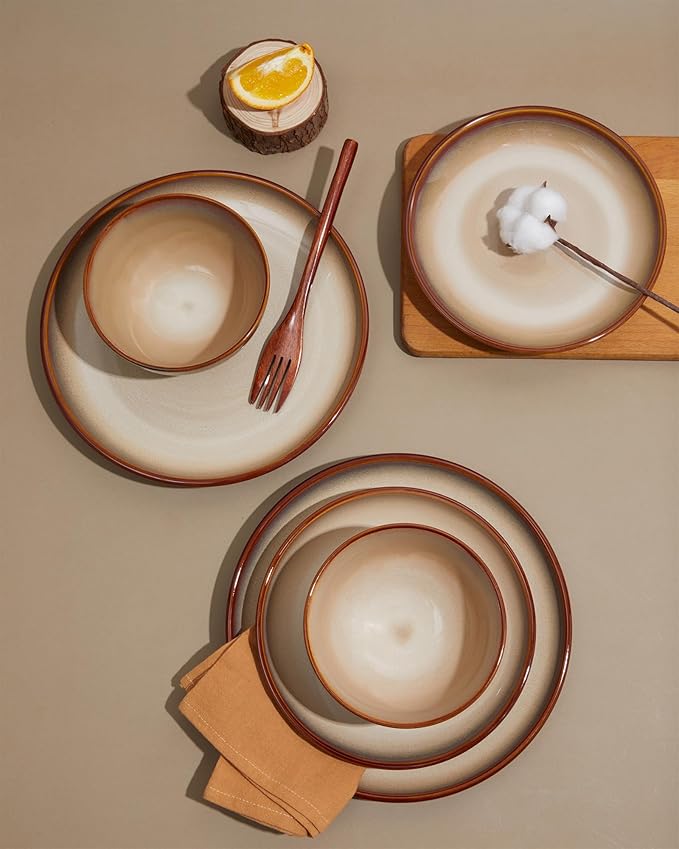 Dinnerware Sets for 8 Brown Yellow