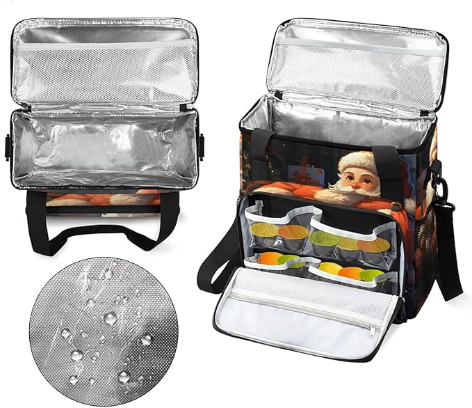 Colorful Santa Claus Coffee Maker Carrying Bag Retro Santa Claus Travel Storage Bag Compatible with K-Mini or K-Mini Plus Single Serve Coffee Brewer Carrying Case with Pockets &amp Shoulder Strap