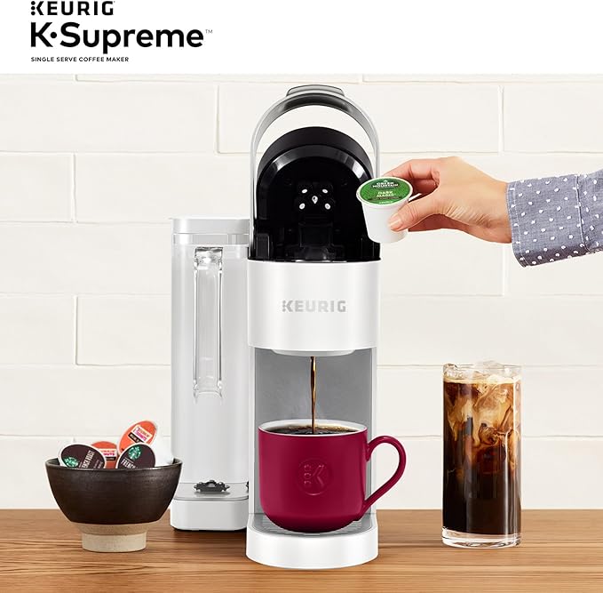 Keurig K-Supreme Single Serve K-Cup Pod Coffee Maker MultiStream Technology 4 Brew Sizes 66oz Dual-Position Removable Reservoir White