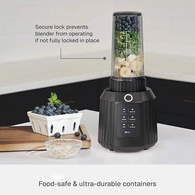 Countertop Blender with Pitcher and To-Go Cup 1100W High-Power Blender Stainless Steel Blade Multiple Speed Settings (Slate Gray)