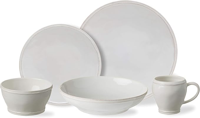 Casafina Stoneware Ceramic Dish Fontana Collection 5-Piece Dinnerware Set (Service for 1) White