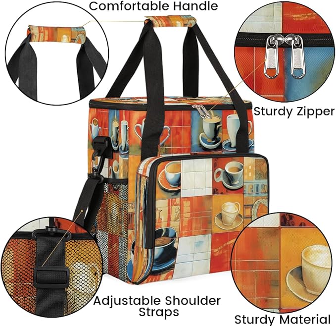 Coffee Cup Coffee Maker Carrying Bag Compatible with K-Mini or K-Mini Plus Portable Single Cup Coffee Maker Case with Pockets for K Cup Pods