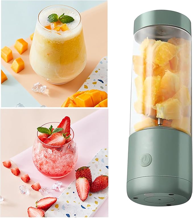 Zerodis Portable Blender High Speed Rotation Multifunctional USB Electric Juicer for Home Travel 400ml Juice Extractor with travel blender for fruits and vegetables (Double-edged)