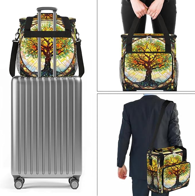 Coffee Maker Carrying Bag Glass Tree Single Cup Coffee Maker Travel Bag Compatible with Keurig K-Mini or K-Mini Plus Portable Storage Bag with Shoulder StrapAZ-188