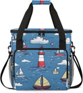 Cartoon Ocean Ship Coffee Maker Travel Bag for Keurig K-Mini/K-Mini Plus Insulated Waterproof Tote with Pockets for K-Cup Portable Single-Serve Brewer Case