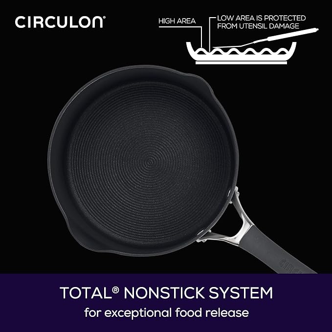 Circulon Radiance Hard-Anodized Nonstick Straining Saucepan 3-Quart Gray
