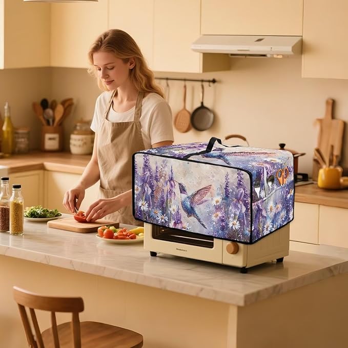 Dust-proof Toaster Oven Heat-Resistant Air Fryer Microwave Cover with Top Handle Side Protects Elevate Kitchen Style While Protecting Appliances Hummingbird Daisy