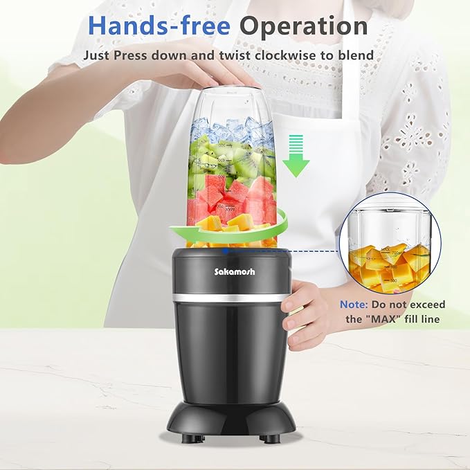 1200W Personal Blender for Shakes and Smoothies 12-Piece Portable Blender Combo with 6-Fin Blades 2 To-Go Cups for Juices Frozen Drinks Baby Food &amp More
