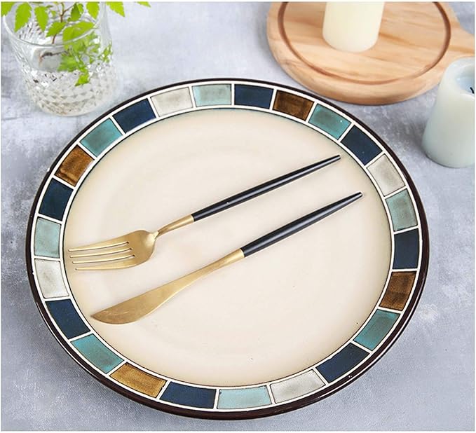 GaRcan 4-Piece Dinner Set Heavyweight and Durable Stoneware Dinnerware Set Service for 1 Includes Dinner Plate Salad PlateBowl and Mug