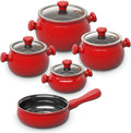 100% Ceramic Non Toxic Healthy Longlasting Lightweight Cookware Set - Oven Safe Up to 1200F Dishwasher Safe - PFAS PTFE PFOA PFOS - Tomato Red