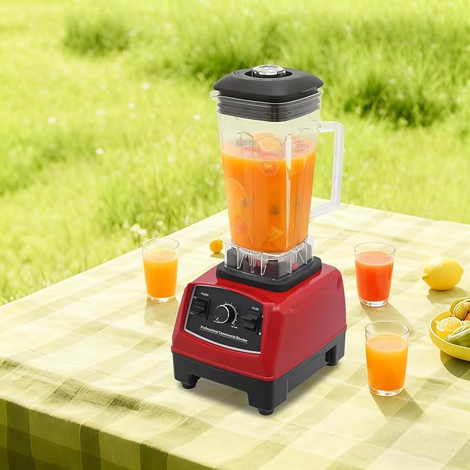 2200W Professional Countertop Blender High Speed Commercial Smoothie Blender for Shakes 68oz Heavy Duty Countertop Blender with 6 Blades Ice Crusher &amp Pulse Control (Red)