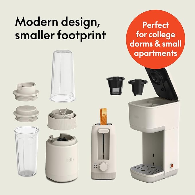 bella 2 Slice Slim Toaster + 6 Pcs Rocket Blender + Single Serve Kcup Coffee Maker Smart Toaster w 6 Shades Control Portable Smoothie Maker &amp Compact Coffee Machine Oatmilk