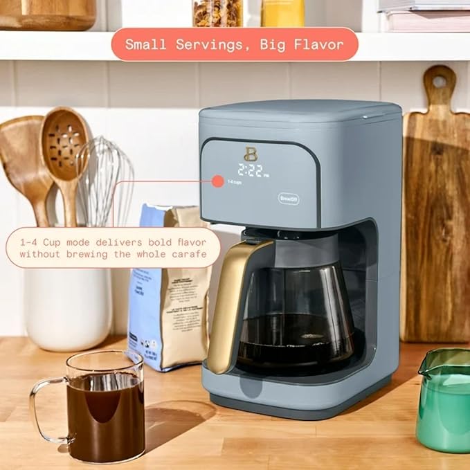 12-Cup Programmable Coffee Maker with 24h Timer &amp Brew Strength Settings Drip Brewer for Rich Flavor (Cornflower Blue)