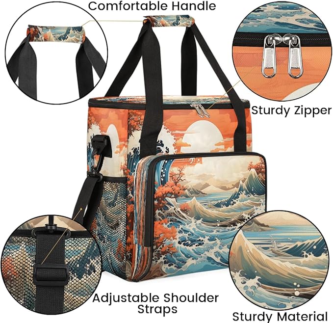 Waves Ocean Sunrise Coffee Maker Carrying Bag for Keurig K-Mini or K-Mini Plus Storage Portable Coffee Maker Travel Bag