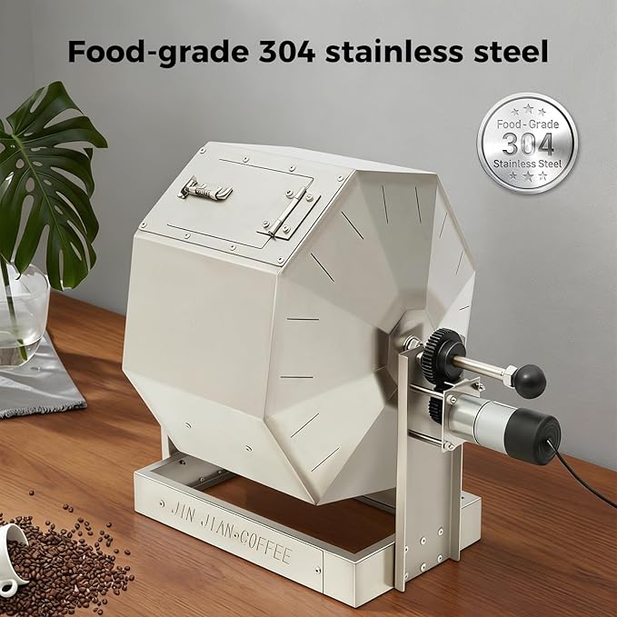 Coffee Bean Roaster Electric Coffee Roaster coffee Bean Baker Peanut Roasters Gas Burner Drum Type Stainless Steel for Home and Commercial Use14.5L/3.83gal