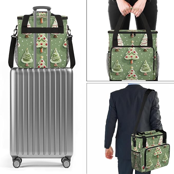 Abstract Tree Xmas Coffee Maker Carrying Bag Portable Travel Storage Tote Bag Compatible with K-Mini or K-Mini Plus Single Serve Coffee Brewer Carrying Case with Multiple Pockets &amp Shoulder Stra