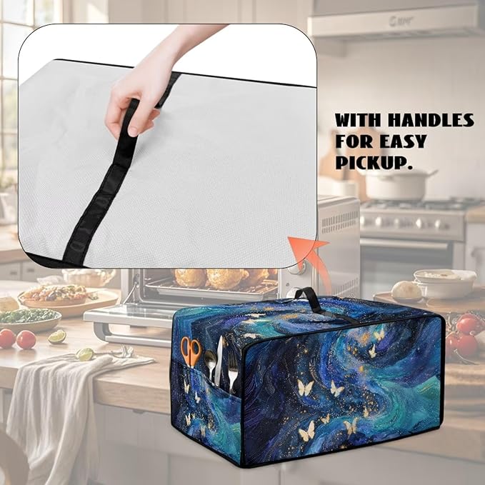 Galaxy Butterfly Printed Toaster Oven Air Fryer Cover Heavy Duty Bread Maker Machine Covers with Accessory Pockets Kitchen Small Appliance Protector S