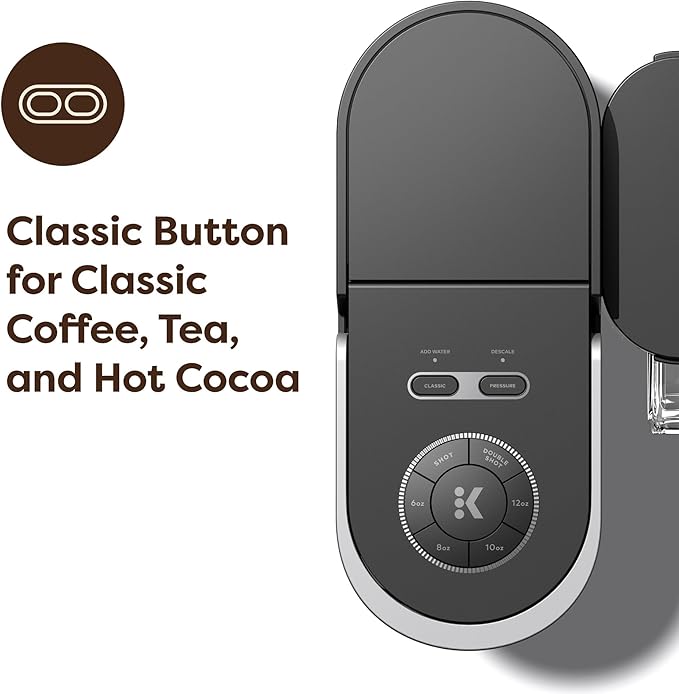 Keurig K-Crema Single Serve K-Cup Pod Coffee Maker PressureInfusion &amp MultiStream Technology Brews Crema-Topped Coffee Espresso-Style Shots Classic Coffee Tea Cocoa 72 oz Removable Reservoi