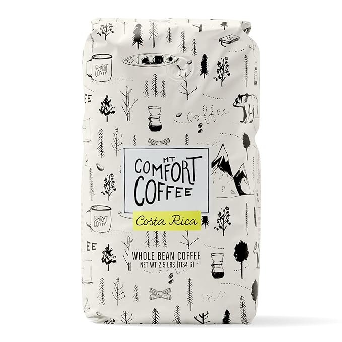 Mt. Comfort Coffee Costa Rica Medium Roast 2.5lb - Sourced From Local Costa Rican Coffee Farms - Roasted Whole Bean