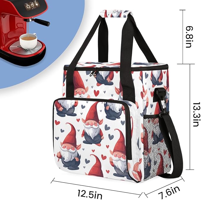Cute Santa Claus Coffee Maker Carrying Bag Portable Travel Storage Tote Bag Compatible with K-Mini or K-Mini Plus Single Serve Coffee Brewer Carrying Case with Multiple Pockets &amp Shoulder Strap