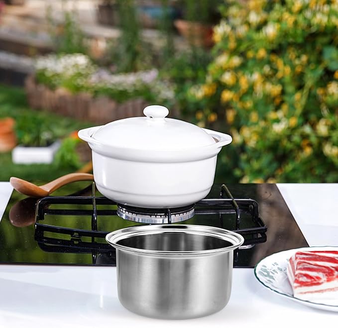 Small Hot Pot Liner Stainless Steel Rice Cooker Nonstick Stew Pot Rice Maker Pan Rice Cooking Pan Rice Inner Tank Fondue Pot Soup Pot Liner for Stove Top Individual Pasta Portable
