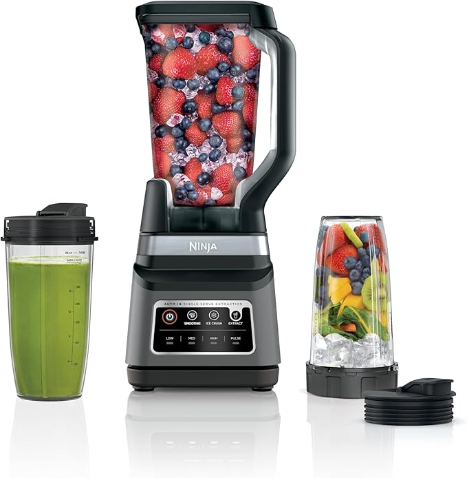 Ninja BN751 Professional Plus DUO Blender 1400 Peak Watts 3 Auto-IQ Programs for Smoothies Frozen Drinks &amp Nutrient Extractions 72-oz. Total Crushing Pitcher &amp (2) 24 oz. To-Go Cups Black