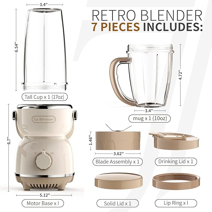 La Reveuse Personal Size Blender 300W (Silver) + La Reveuse Retro Blender 300W