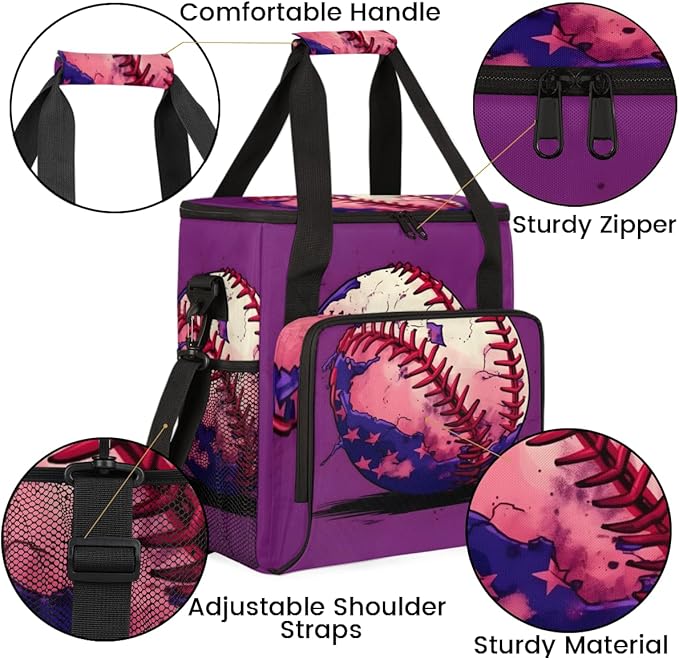 Sport Baseball Coffee Maker Carrying Bag Graffiti Baseball Travel Storage Bag Compatible with K-Mini or K-Mini Plus Single Serve Coffee Brewer Carrying Case with Multiple Pockets &amp Shoulder Stra