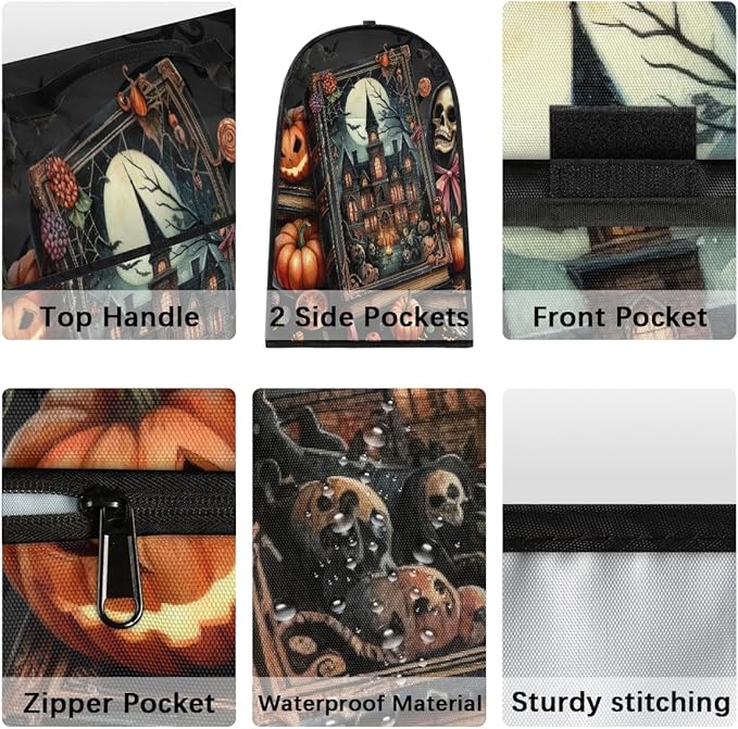 cfpolar Kitchen Aid Mixer Cover Compatible with 6-8 Quarts Halloween Skull Pumpkins Stand Mixer Cover Kitchen Aid Mixers Accessories Appliance Organizer Bag Dust Covers with Zipper Pocket