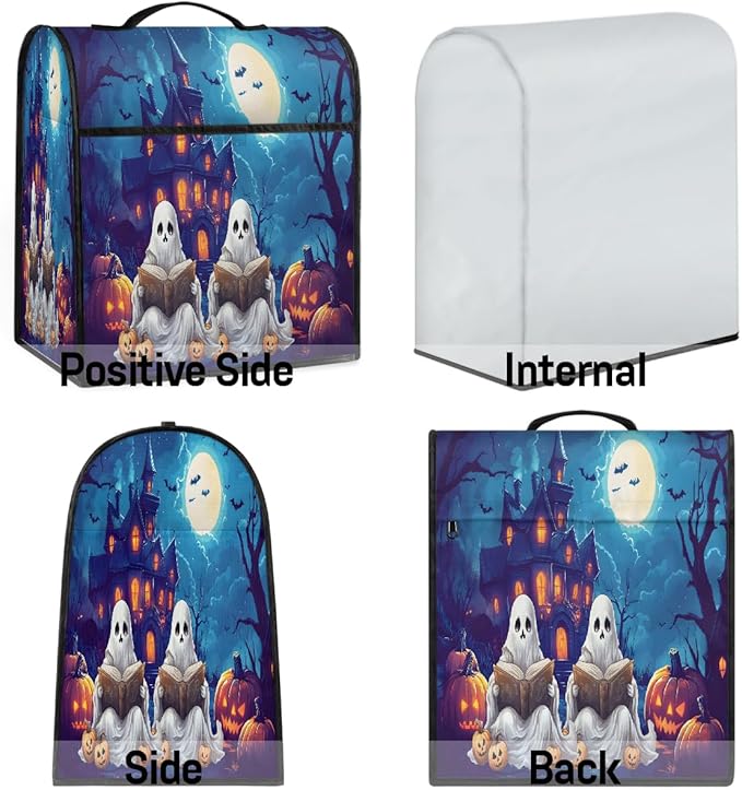 cfpolar Kitchen Aid Mixer Cover Compatible with 6-8 Quarts Pumpkin Ghosts Castle Stand Mixer Cover Kitchen Aid Mixers Accessories Appliance Organizer Bag Dust Covers with Zipper Pocket