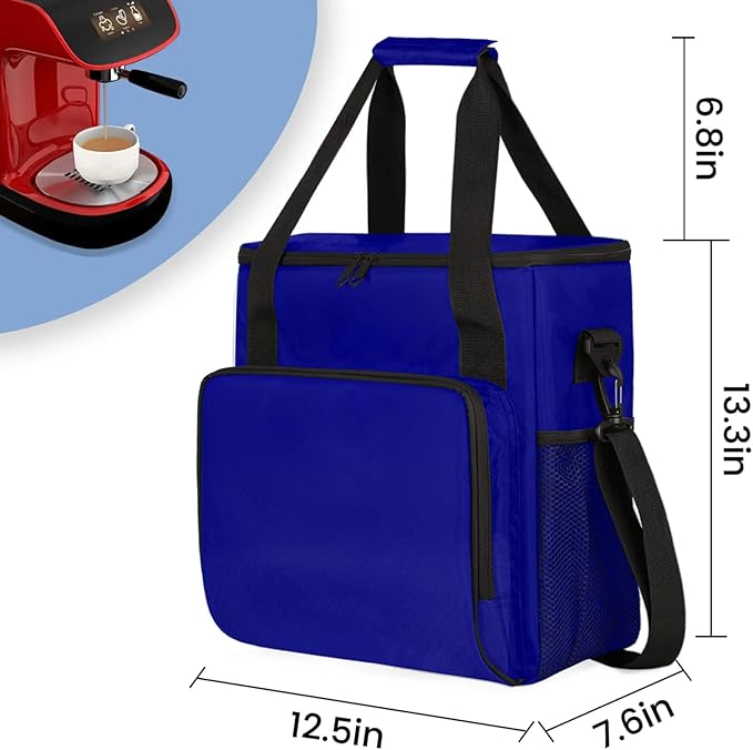 Navy Blue Coffee Maker Carrying Bag Waterproof Insulated Leakproof Cooler Bag Portable Storage Tote Bag Organizer With Shoulder Strap