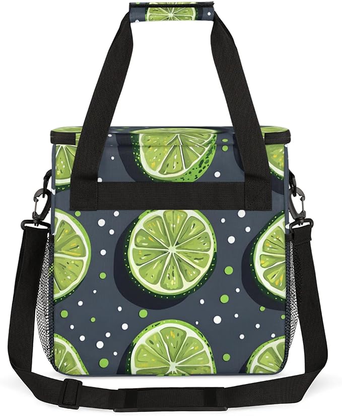 Lemon Slices Dots Coffee Maker Travel Bag for Keurig K-Mini/K-Mini Plus Insulated Waterproof Tote with Pockets for K-Cup Portable Single-Serve Brewer Case