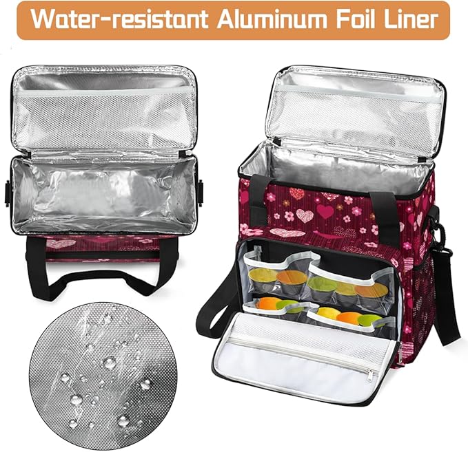 Valentine's Day Heart Flowers Coffee Maker Carrying Bag Coffee Machine Travel Storage Bag Compatible with K-Mini or K-Mini Plus Portable Single Serve Coffees Brewer Case with Pockets for K-Cup Pods