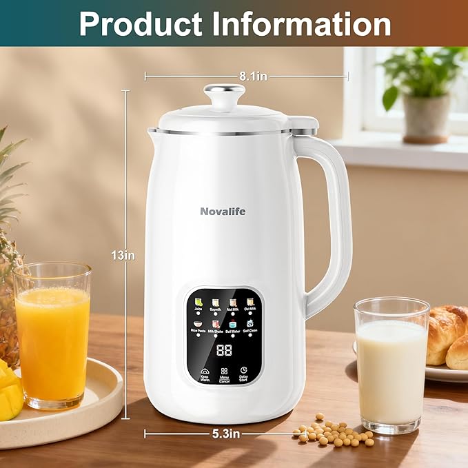8 in 1 Nut Milk Maker Machine 40oz Automatic Soy Milk Maker Blender Homemade Soy Milk Almond Milk Oat MilkJuice Plant Based and Non Dairy Beverages 12H Delay Start/Keep Warm/Self Cleaning