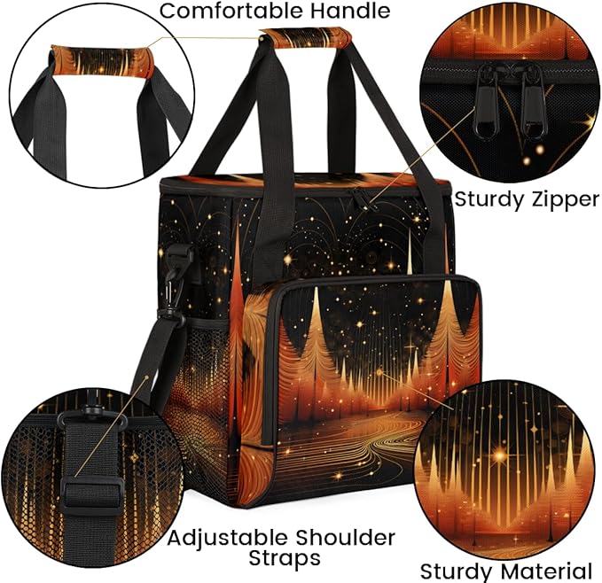 Abstract Christmas Tree Coffee Maker Carrying Bag Travel Storage Bag Compatible with K-Mini or K-Mini Plus Single Serve Coffee Brewer Carrying Case with Multiple Pockets &amp Shoulder Strap