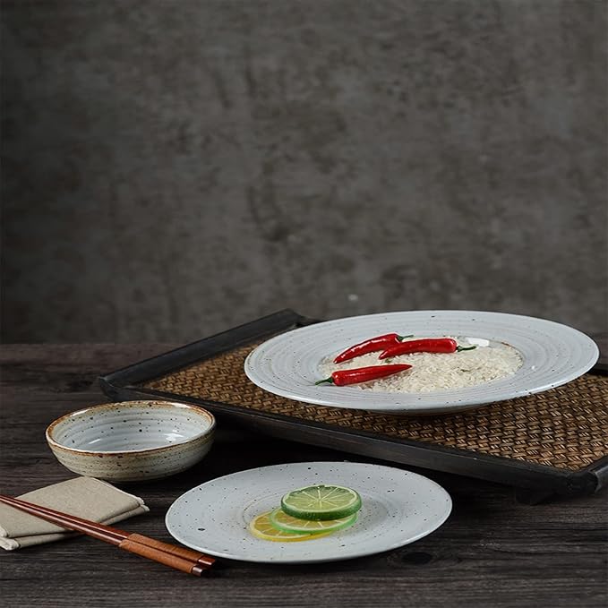 Dinnerware Sets Porcelain Bowls and Plates Sets Ceramic Dinnerware Set Retro 16 Pcs Stoneware Dishes Set for 4 Plate/Bowl Tableware Comb