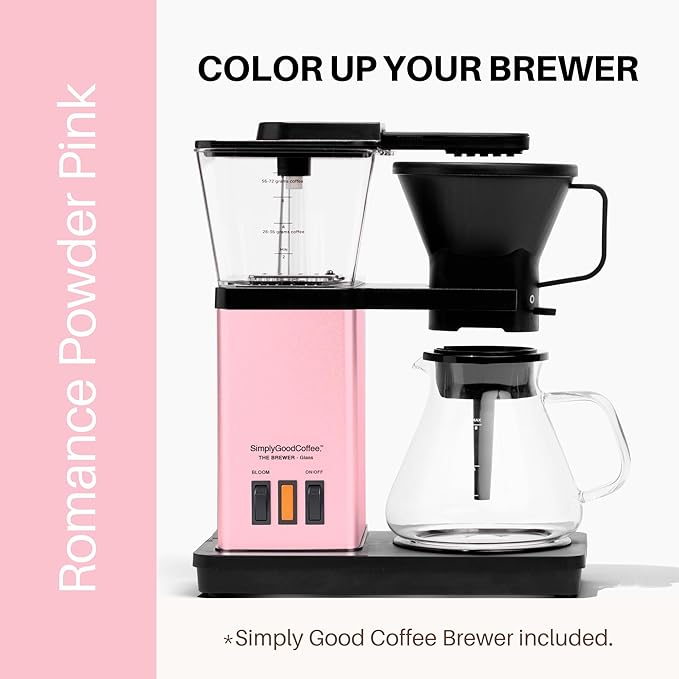 SimplyGoodCoffee Coffee Maker/Coffee Machine. 8 Cup Automatic Drip Pour Over Coffee Brewer With Vinyl Wrap Custom Kit. Easy To Use Gold Cup Standard. Romance Powder Pink