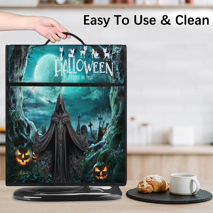 cfpolar Kitchen Aid Mixer Cover Compatible with 6-8 Quarts Halloween Grim Reaper Turquoise Stand Mixer Cover Kitchen Aid Mixers Accessories Appliance Organizer Bag Dust Covers with Zipper Pocket