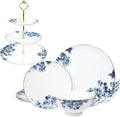 Fine Bone China Dinnerware Set for 4 3-Tier Afternoon Tea Stand Porcelain Cupcake Stand Serving Tray