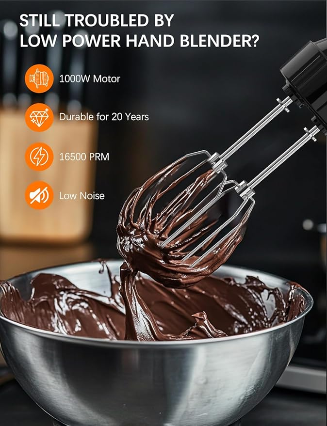 Immersion Blender Handheld GAVASTO Hand Blender20 Speeds and Turbo Mode Hand Mixer 3-in-1 Heavy Duty Copper Motor Stainless Steel