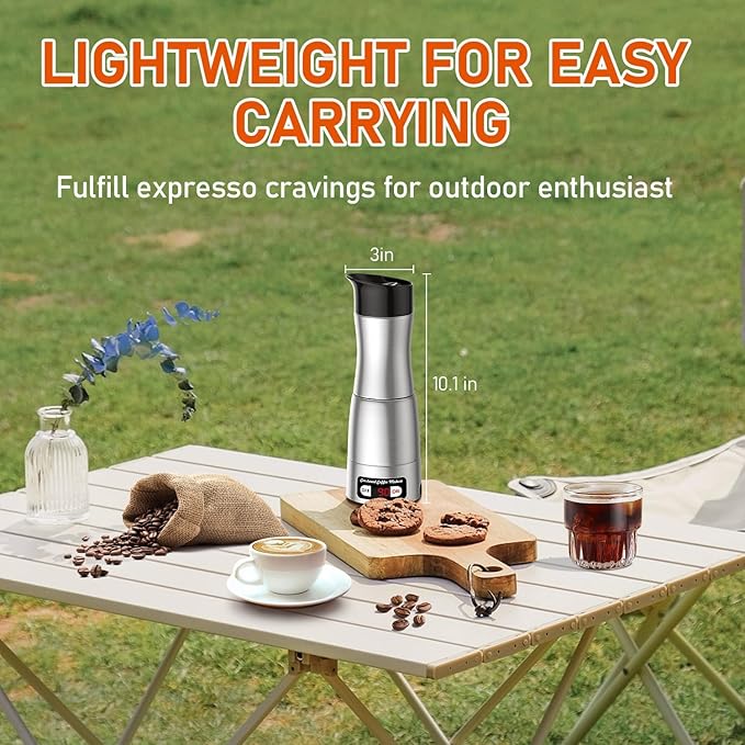 12V Coffee Maker for Car Portable Coffee Maker with 24V for Truck Stainless Steel Self-Heating 150ml Car Espresso Machine for Camping RV Travel