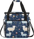 Sheep Florals Coffee Maker Carrying Bag Cute Sheep Travel Storage Bag Compatible with K-Mini or K-Mini Plus Single Serve Coffee Brewer Carrying Case with Multiple Pockets &amp Shoulder Strap