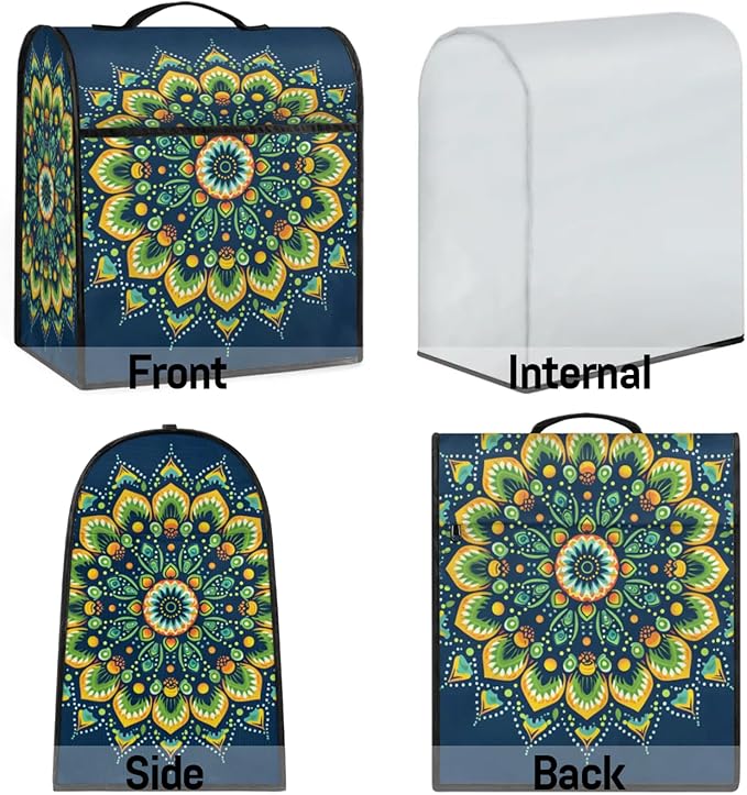 cfpolar Kitchen Aid Mixer Cover Compatible with 6-8 Quarts Ethnic Teal Mandala Green Stand Mixer Cover Kitchen Aid Mixers Accessories Appliance Organizer Bag Dust Covers with Zipper Pocket